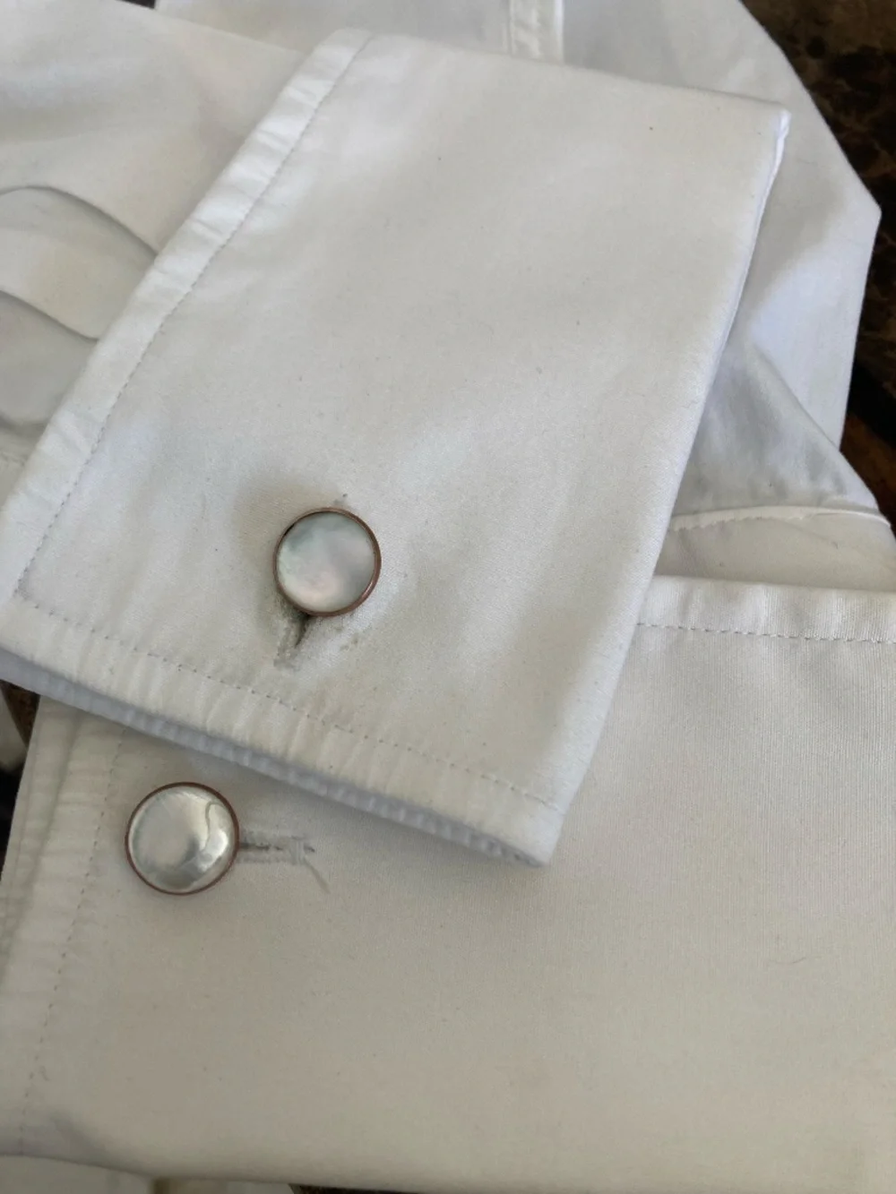 Antique Mother of Pearl Ball-Swivel Shirt Studs / Cufflinks